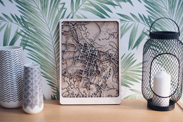 Savannah Laser cut Wood Map