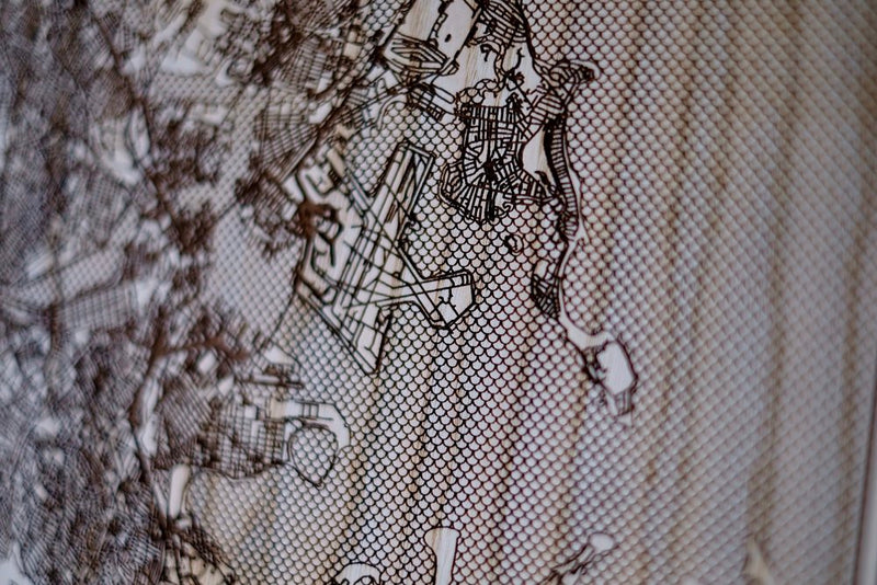 Custom Location Single Layer Wood Map