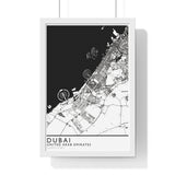 Dubai Map Print Framed. Classic Style