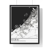 Dubai Map Print Framed. Classic Style