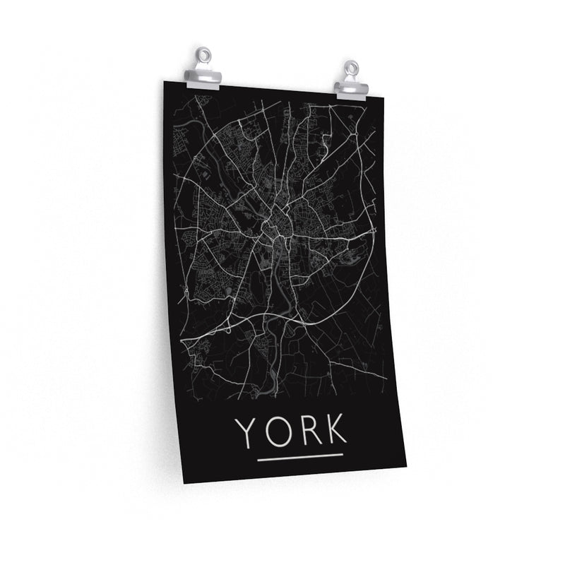 York Map Print. Unframed. Mono Style