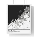 Dubai Map Print Framed. Classic Style