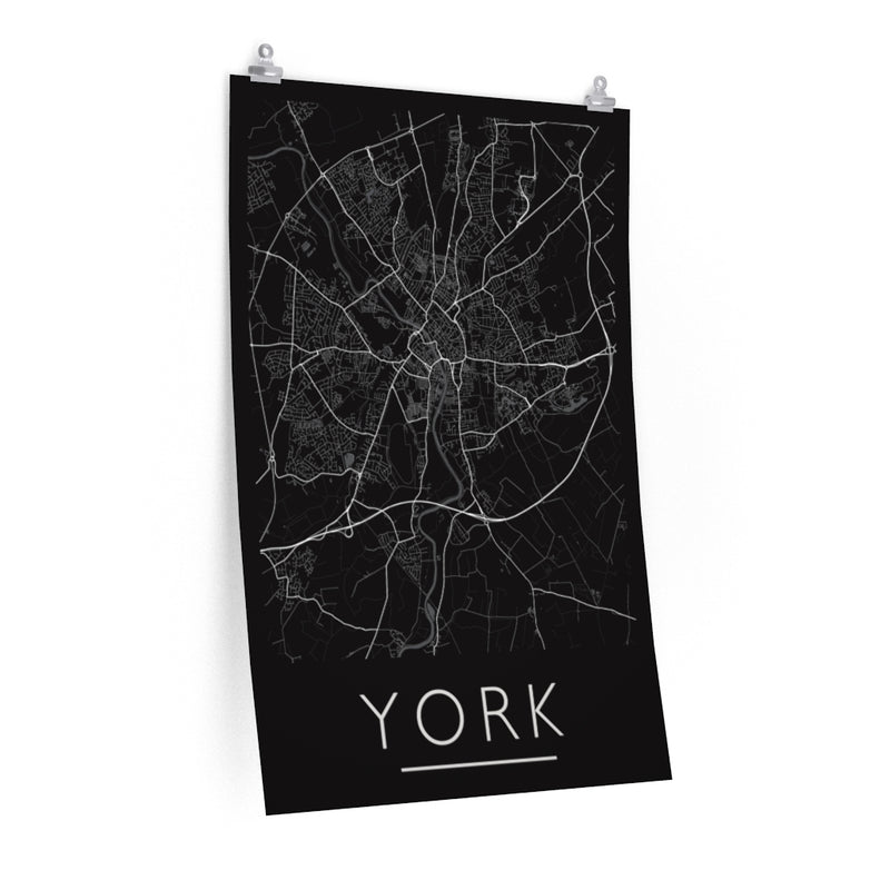 York Map Print. Unframed. Mono Style