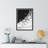 Dubai Map Print Framed. Classic Style