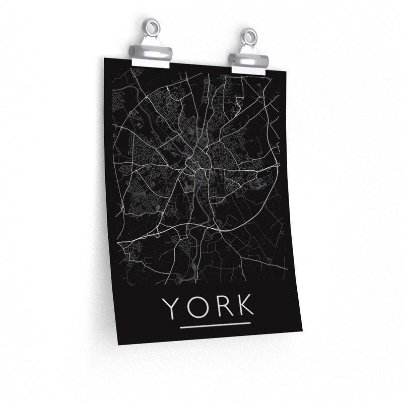 York Map Print. Unframed. Mono Style