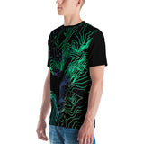 Custom Cartographic All-Over Print Tee Shirt. Mens. Topographic Design