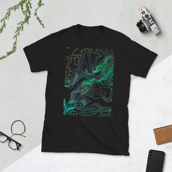 Custom Cartographic Unisex T-Shirt. Topographic Design