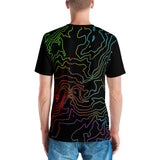 Custom Cartographic All-Over Print Tee Shirt. Mens. Topographic Design