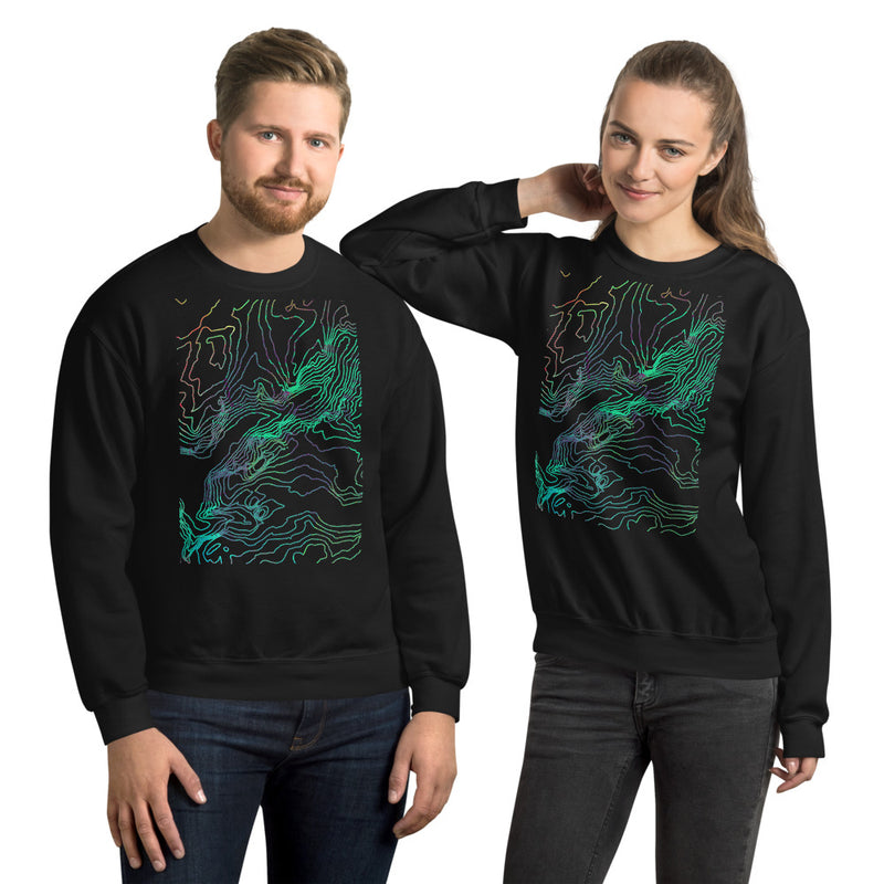 Custom Cartographic Unisex Sweatshirt. Topographic Design