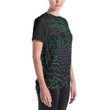 Custom Cartographic All-Over Print Tee Shirt Women. Topographic Design