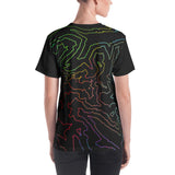 Custom Cartographic All-Over Print Tee Shirt Women. Topographic Design