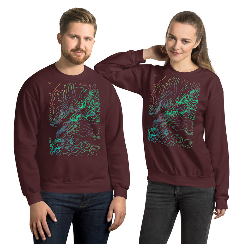 Custom Cartographic Unisex Sweatshirt. Topographic Design