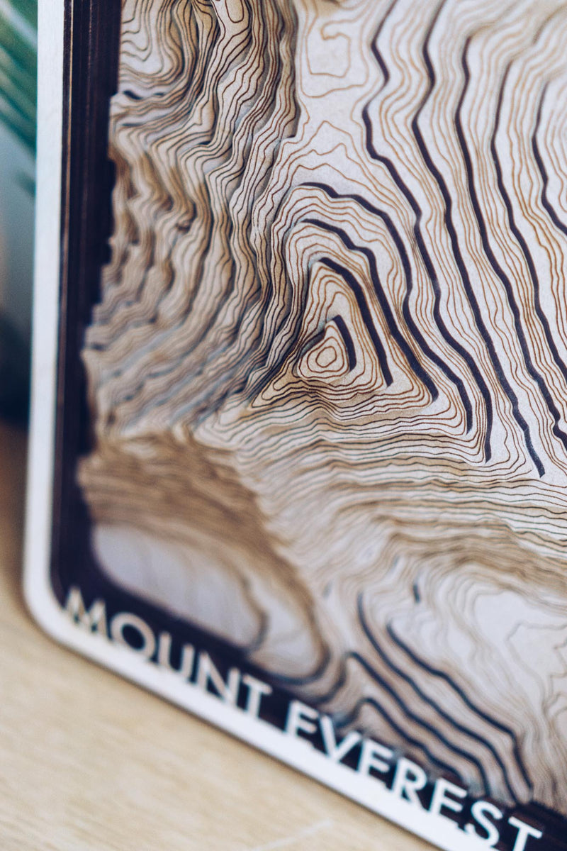 Mount Everest Wood Map