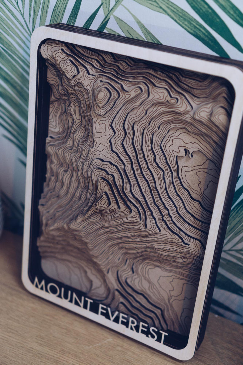 Mount Everest Wood Map